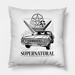 Supernatural Impala Black and White Pillow