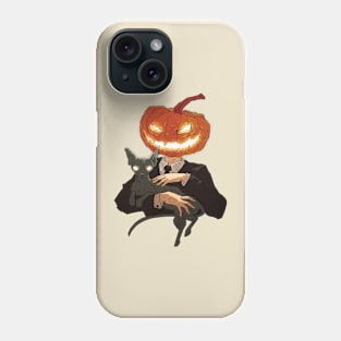 Evil pumpkin with his sinister cat Phone Case