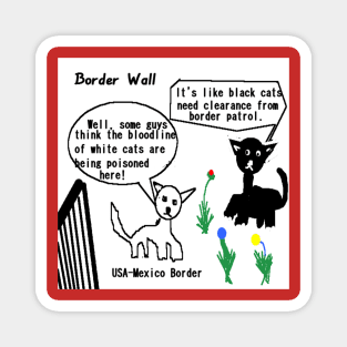 Border Wall illustration (Red Background) Magnet