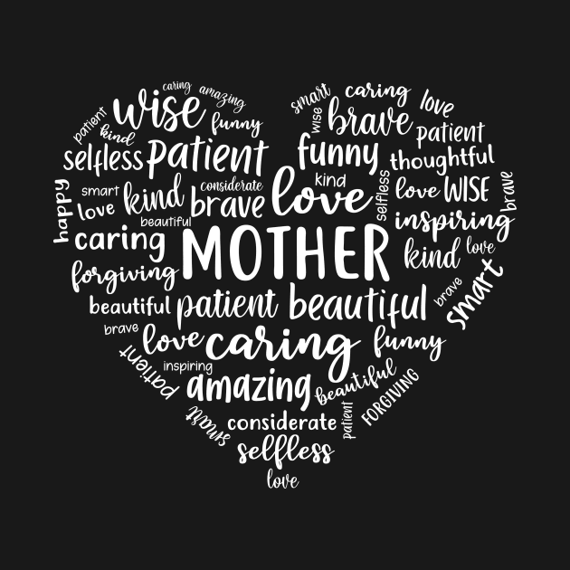 Mother heart, mother word cloud love heart design by colorbyte