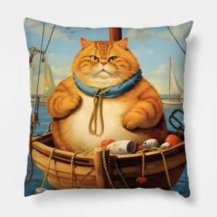 Cats at Sea: Fat Cats, little boats Pillow