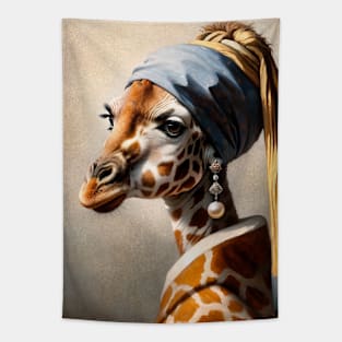 Wildlife Conservation - Pearl Earring Giraffee Meme Tapestry