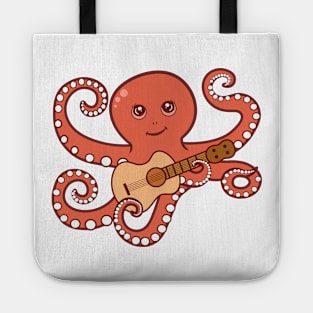 Adorable Octopus Playing Acoustic Guitar Cartoon Tote