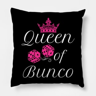 Queen of Bunco Party Girl Pink Dice Bunco Night Pillow