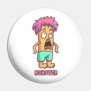 Orange Monster with Pink Hair Text Pin