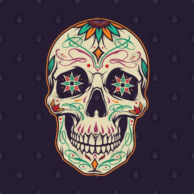 Skeletor Head Flowers Digital Art /Funny Gift Edit by DonVector