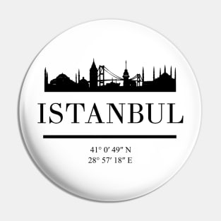 ISTANBUL TURKEY BLACK SILHOUETTE SKYLINE ART Pin