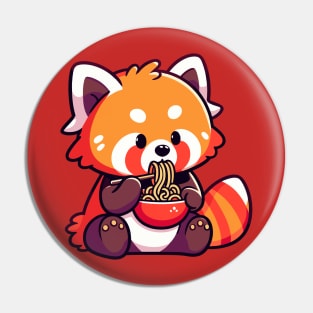 cute red panda eating noodle Pin