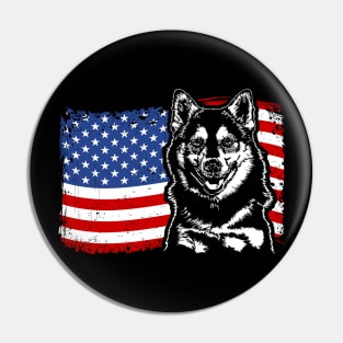 Proud Pomsky American Flag patriotic dog Pin