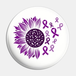 Purple Awareness Sunflower Pin