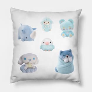 Blue Kawaii Plushies Sticker Pack Pillow