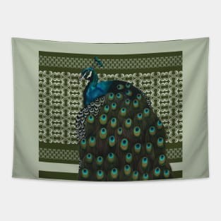 Vintage Peacock Portrait Tapestry