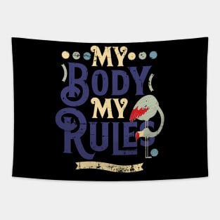 Retro Pop My Body My Rules Flamingo Design Tapestry