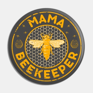 Mama Beekeeper, Bee Whisperer Distressed Retro Style Design Pin