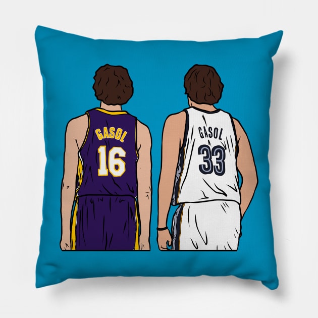 Pau and Marc Gasol Pillow by rattraptees