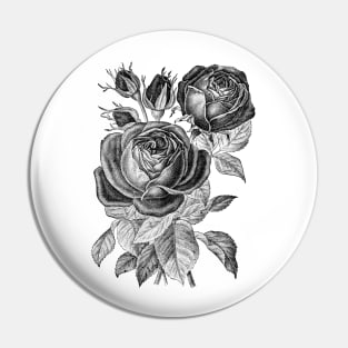 Black Rose Flowers Pin