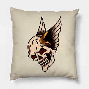 American Traditional Winged Skull Pillow