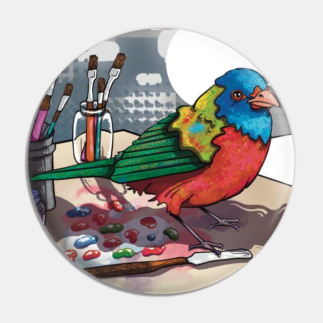 Painted Bunting Pin by RoseDesigns1995