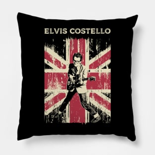 Vintage Distressed Elvis Costello Pillow