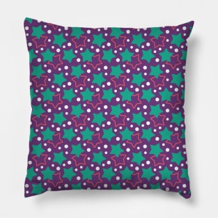 Teal and Purple Stars Repeated Pattern 034#001 Pillow