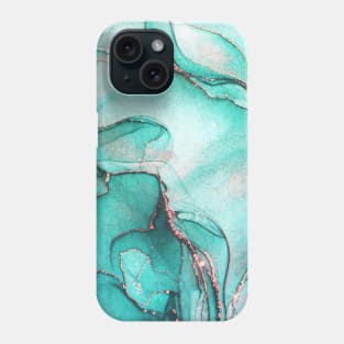 Cyan liquid marble pattern Phone Case