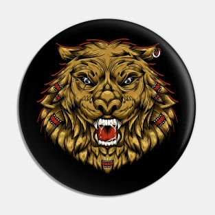 Lion head illustration Pin