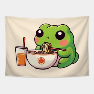 Cute Frog Eating Ramen Tapestry