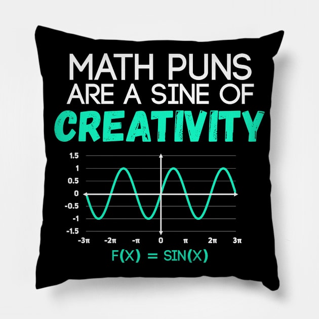 Math Puns Are Sine of Creativity Funny Math Teacher Pillow by Science_is_Fun