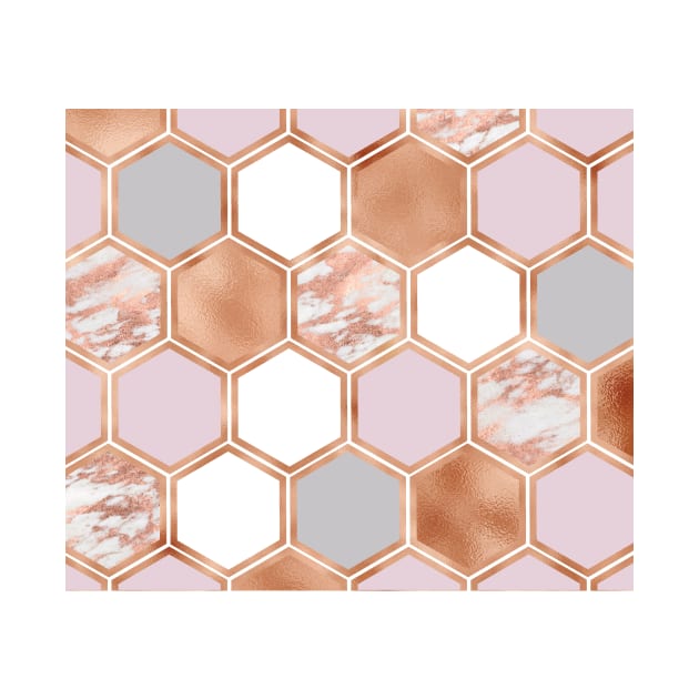 Mixed rose gold pinks and marble geometric by marbleco