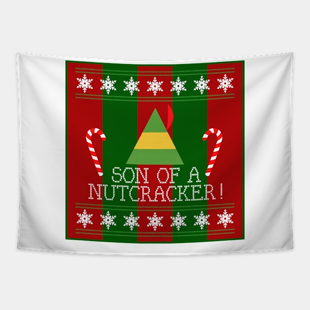 Son Of A Nutcracker Elf Quote Christmas Knit Tapestry by Angel arts