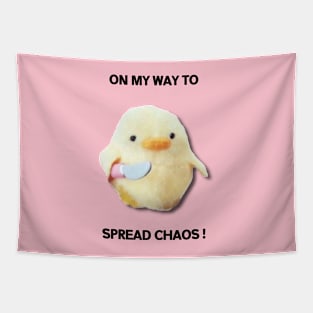 Cute duck, kawaii meme by Strange Dollz Boudoir Tapestry