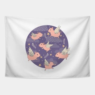 When Pigs Fly in Purple Tapestry