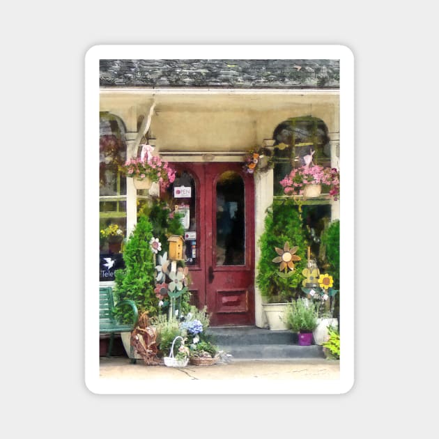 Strasburg PA - Flower Shop With Birdhouse Magnet by SusanSavad