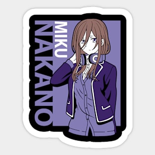 Miku nakano - 5 toubun no hanayome Sticker for Sale by ice-man7