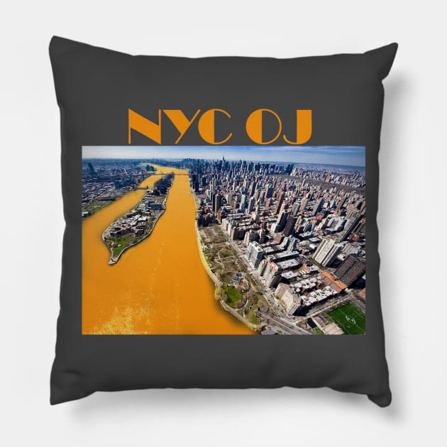 Orange East River NYC Pillow by Sommo_happiens