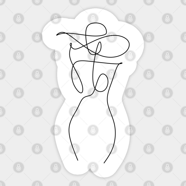 Woman Line Illustration Woman Body One Line Art Line Drawing Of Girl Beautiful Woman One Line Art Sticker Teepublic,Girl Sleeping Drawing Easy