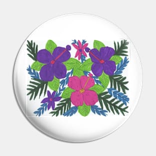 Purple and Pink Hibiscus Bouquet Pin