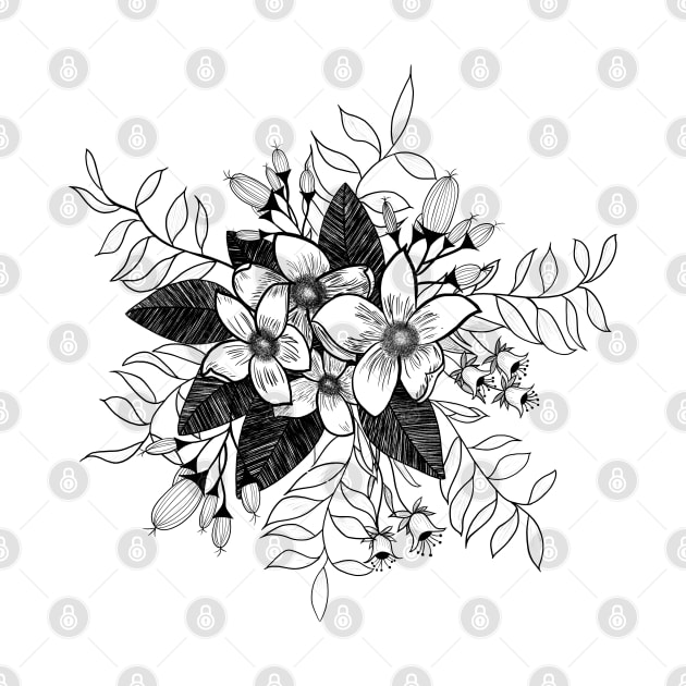 Floral lineart Bouquet by CandiOldfield