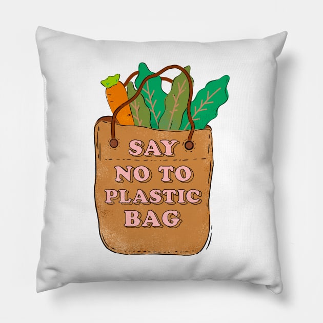 Say no to plastic Pillow by MZeeDesigns