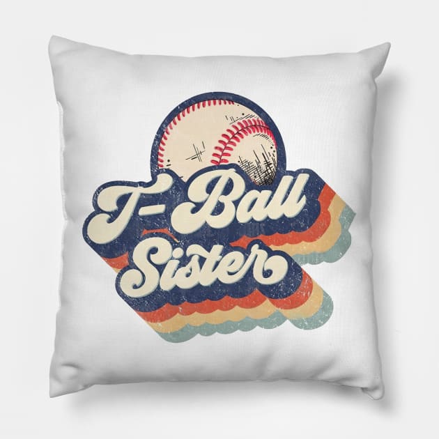 Retro T-Ball Sister Mother's Day Pillow by Wonder man 