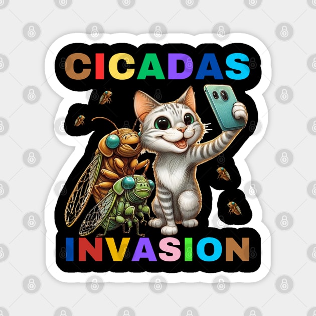 Hilarious Cat Selfie With Cicada Invasion - 2024 Cicadas Insect Magnet by MetAliStor ⭐⭐⭐⭐⭐