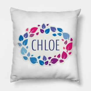 Chloe name with colorful leaves Pillow