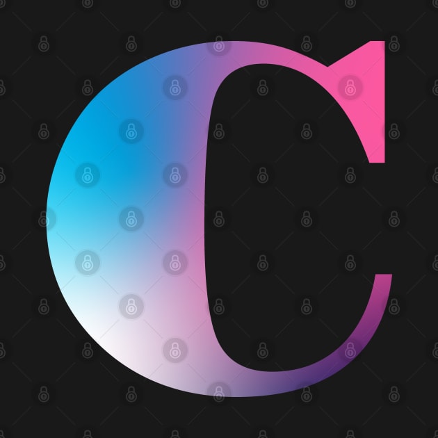 Capital Letter C Monogram Gradient Pink Blue White by Terriology