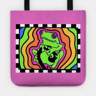 Rainbow Groovy Gay Pride Red Eyed Tree Frog Tote