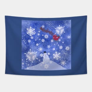 Snowy Christmas Night Tapestry