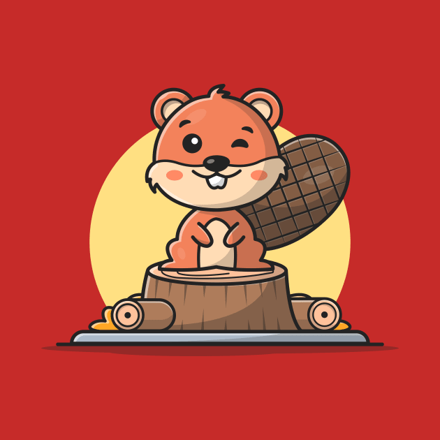 Cute Beaver Sitting Cartoon Vector Icon Illustration by Catalyst Labs