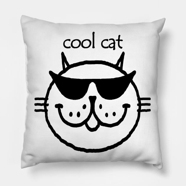 cool cat (black outline) Pillow by RawSunArt