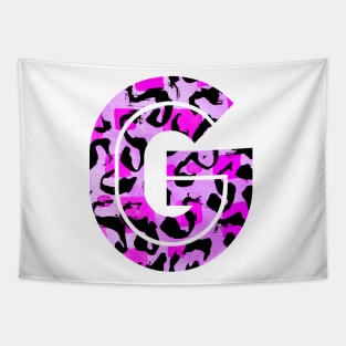 Abstract Letter G Watercolour Leopard Print Alphabet Tapestry