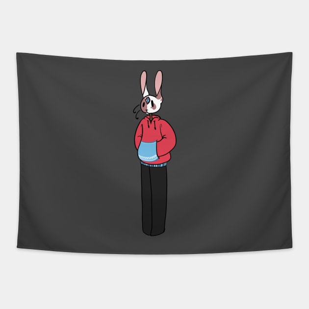 Rabbit with Red Sweater :: Imaginary Creatures Tapestry by Platinumfrog