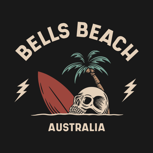 Vintage Surfing Bells Beach Australia // Retro Surf Skull by Now Boarding
